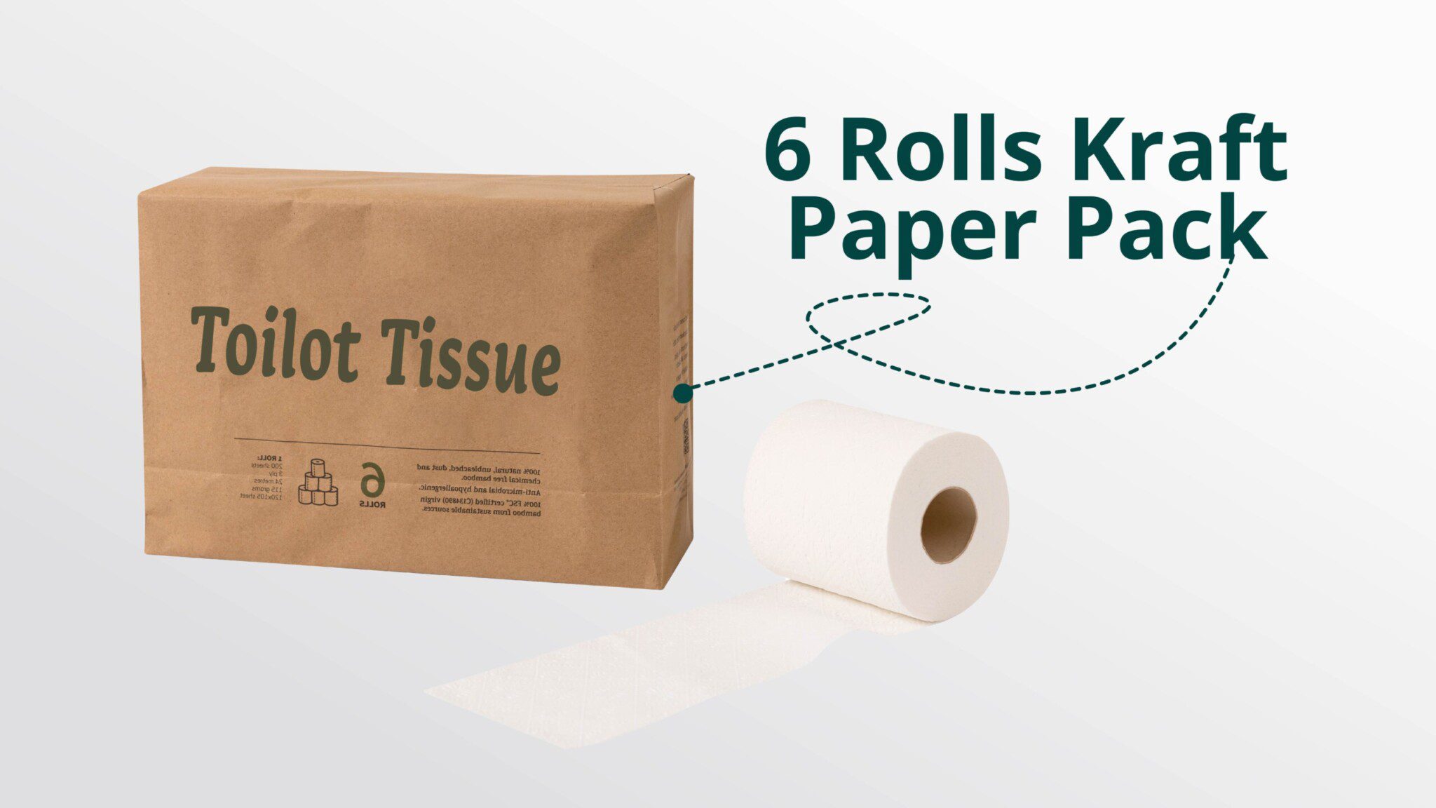 6 rolls kraft paper pack toilet paper