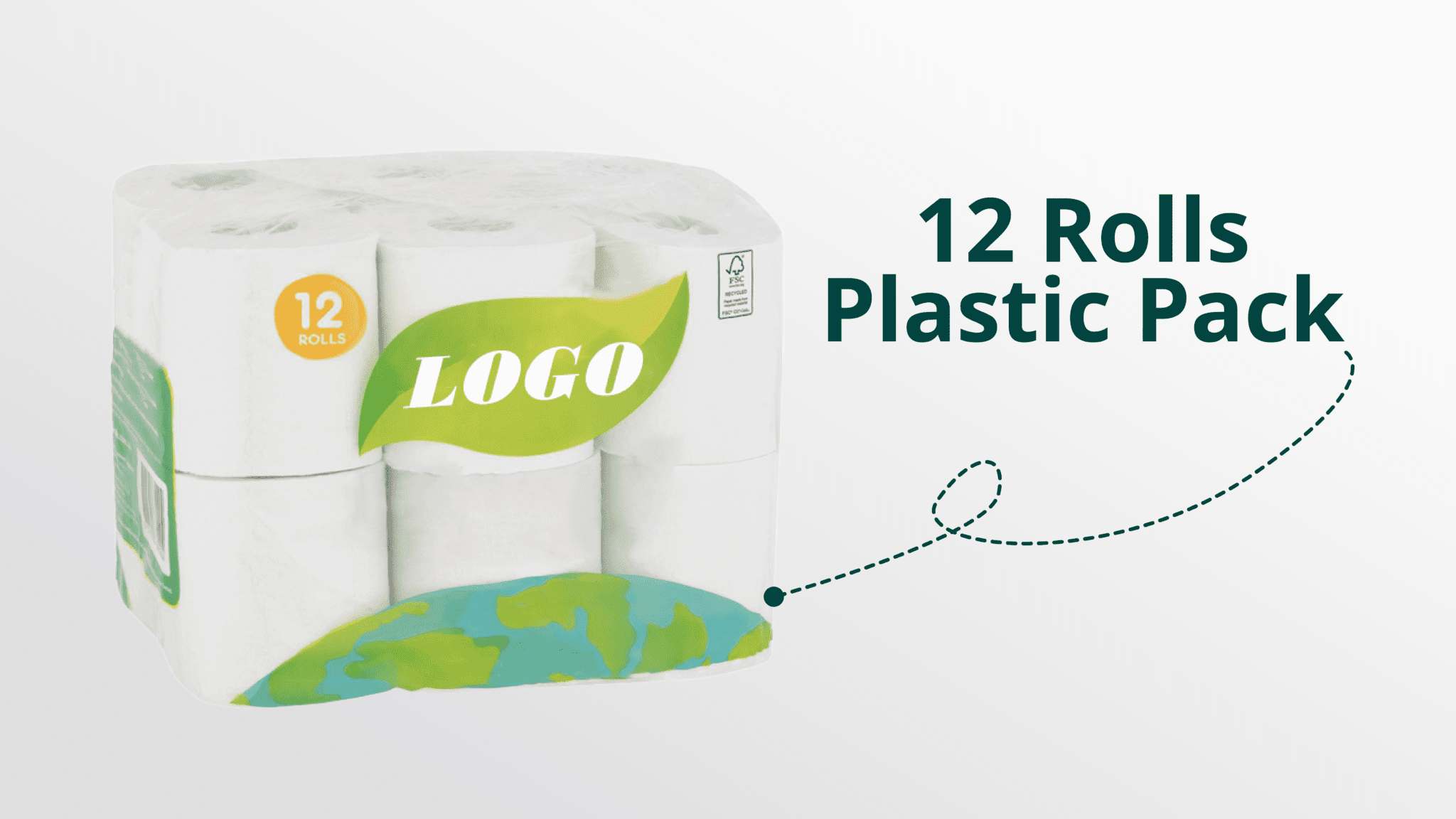 12 rolls plastic pack toilet paper