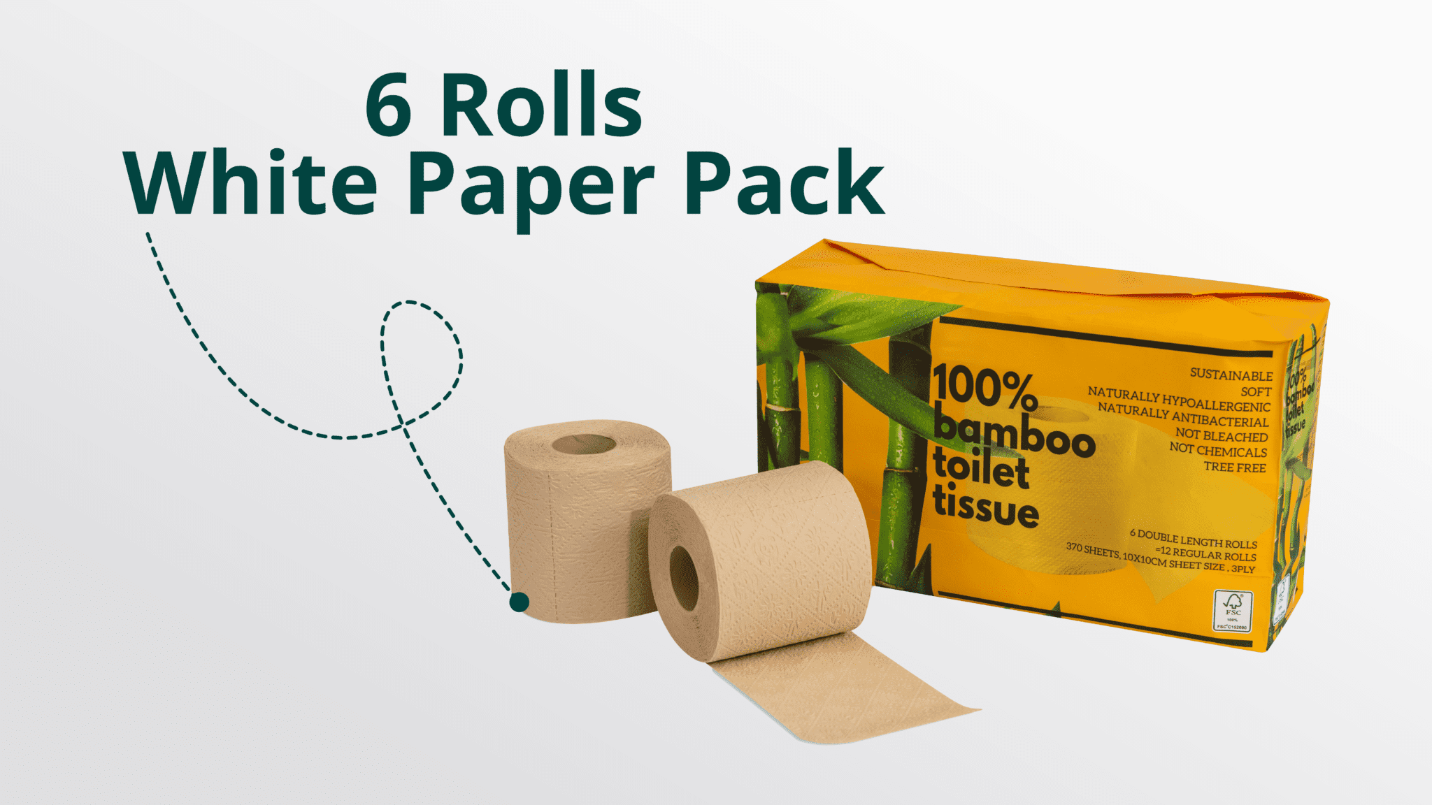 6 rolls white paper pack toilet paper