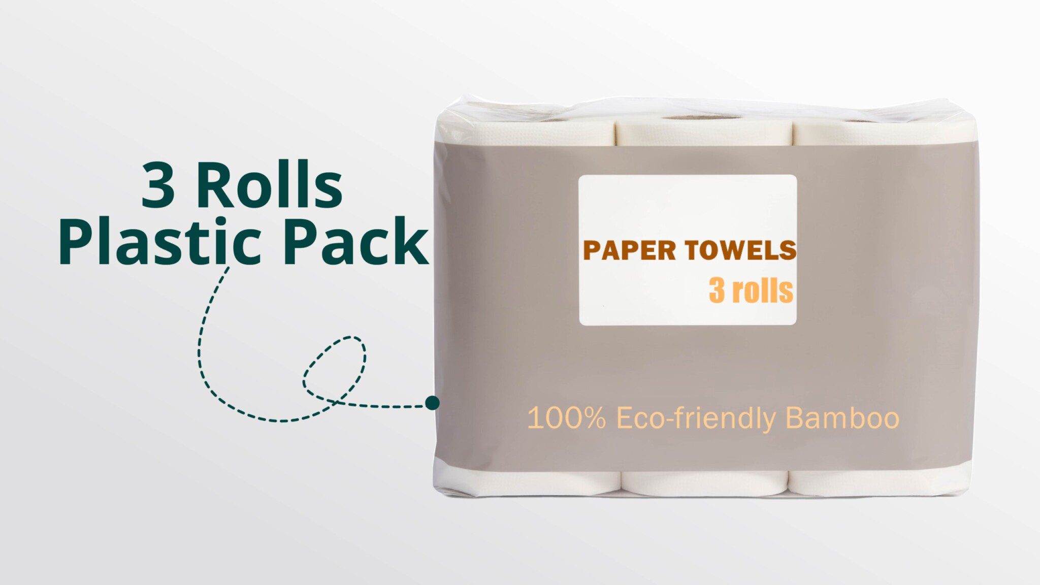 3 rolls plastic pack kitchen paper towels