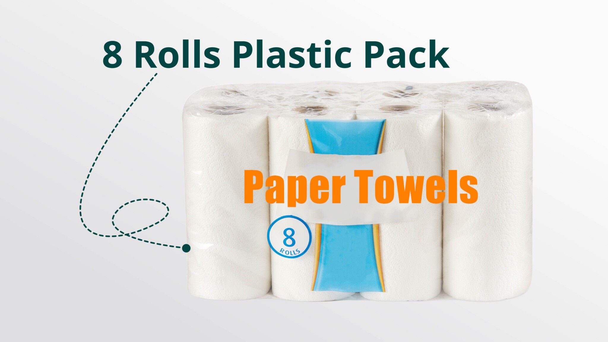 8 rolls plastic pack kitchen paper towels
